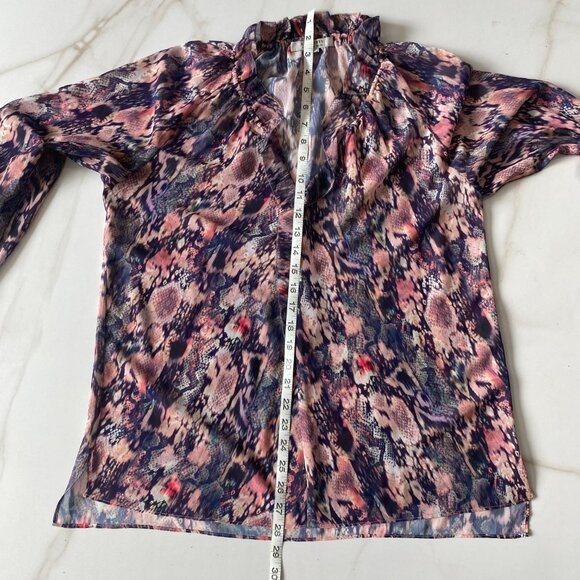 AllSaints Women’s Nylah Masala Blouse – Size 6 Snakeskin Animal Print Ruffle Top - Picture 7 of 8